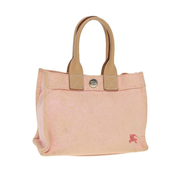 BURBERRY Blue Label Hand Bag Canvas Pink Beige Auth ti1990 - Picture 1 of 16
